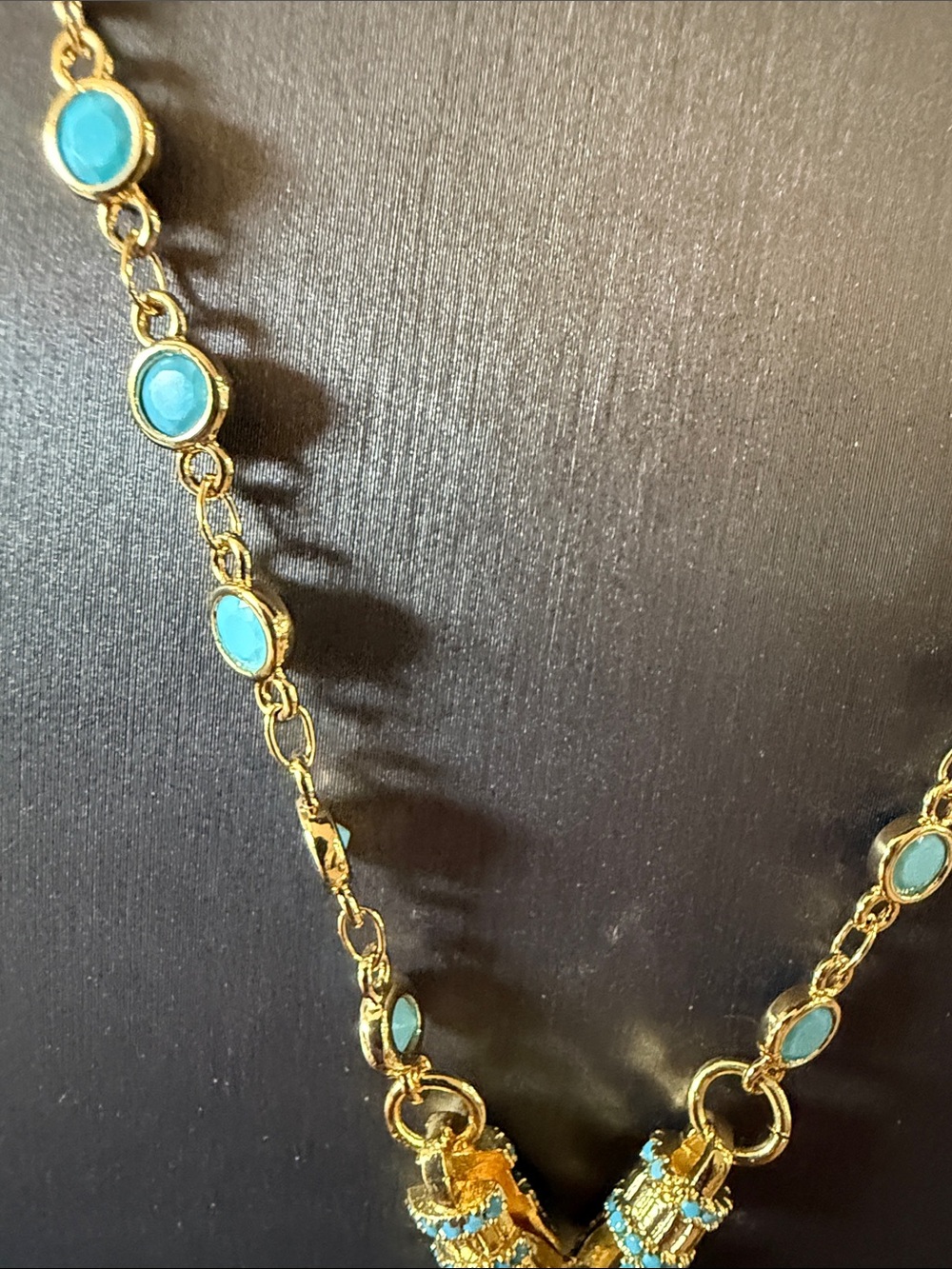 Freida Rothman Gold and Turquoise Enamel Fish Pendant Necklace - Picture 3 of 4